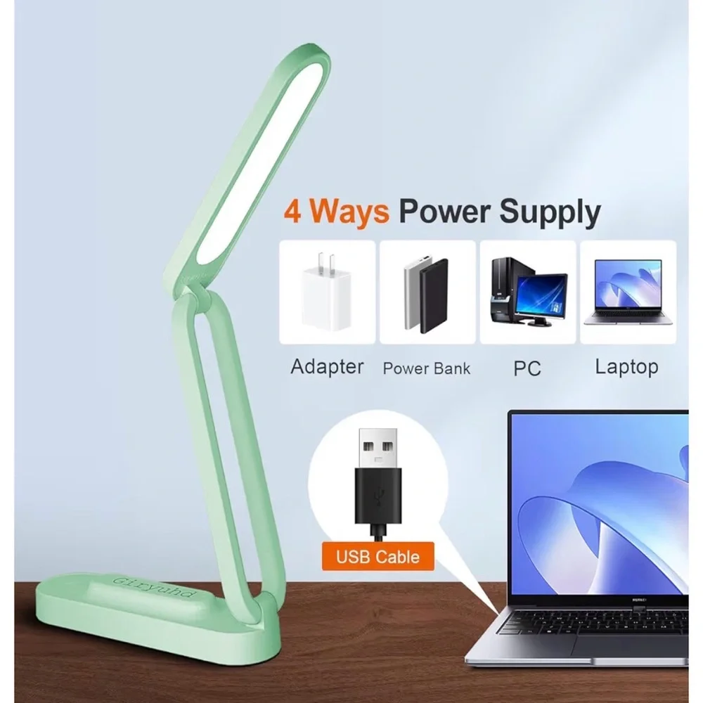 NEW Set of 2 - Mint Green LED Desk Portable Lamp & Battery Operated Rechargeable
